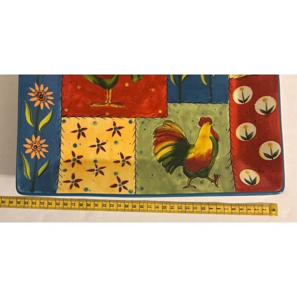 Artimino Red Rooster Hand Painted Large Serving Platter Discountinued - Picture 4 of 6